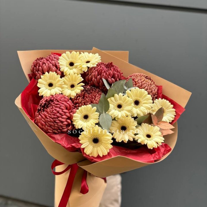 Букет гербер и хризантем Бигуди в Туле