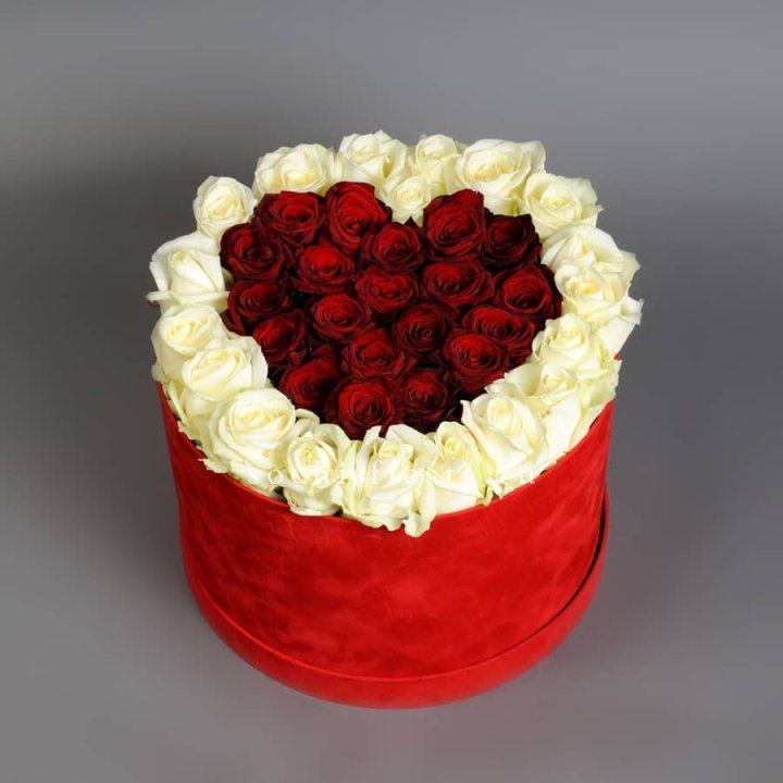 39 красных и белых роз в цилиндре в Туле