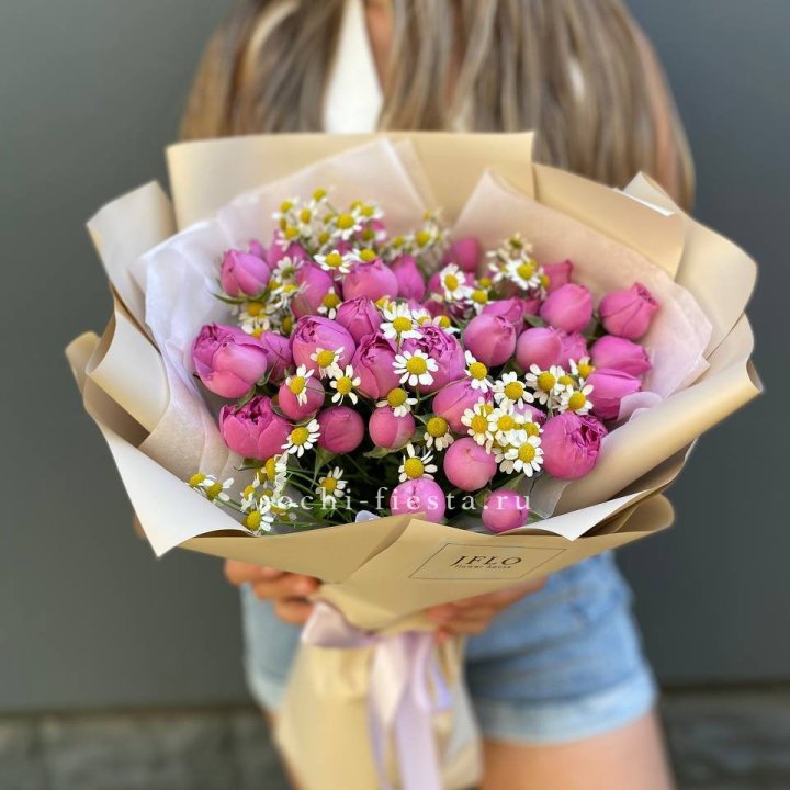 Дуобукет мисти с ромашками  в Туле