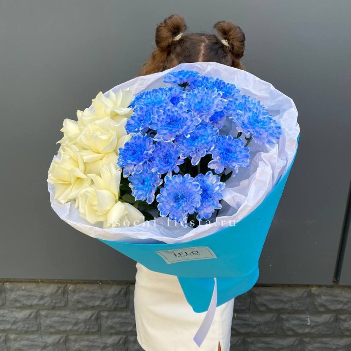 Дуо букет розы и хризантема в Туле