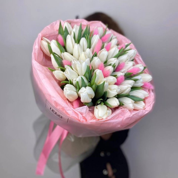 51 белый тюльпан "Рози" в Туле