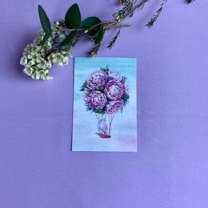 Открытка к букету "Пион" в Туле