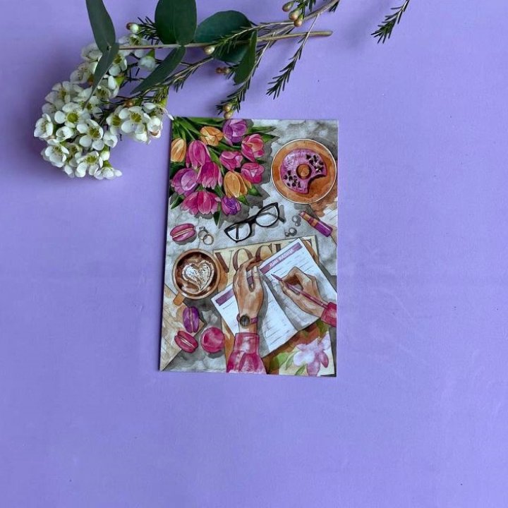 Открытка к букету "Леди на работе" в Туле