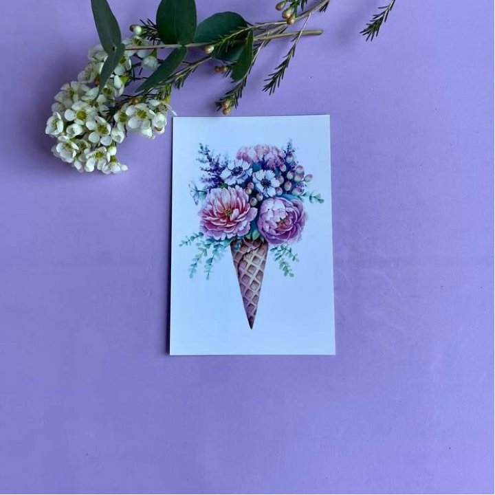 Открытка к букету "Цветочно-кремовый" в Туле