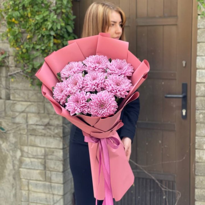 Букет хризантем розовый в Туле