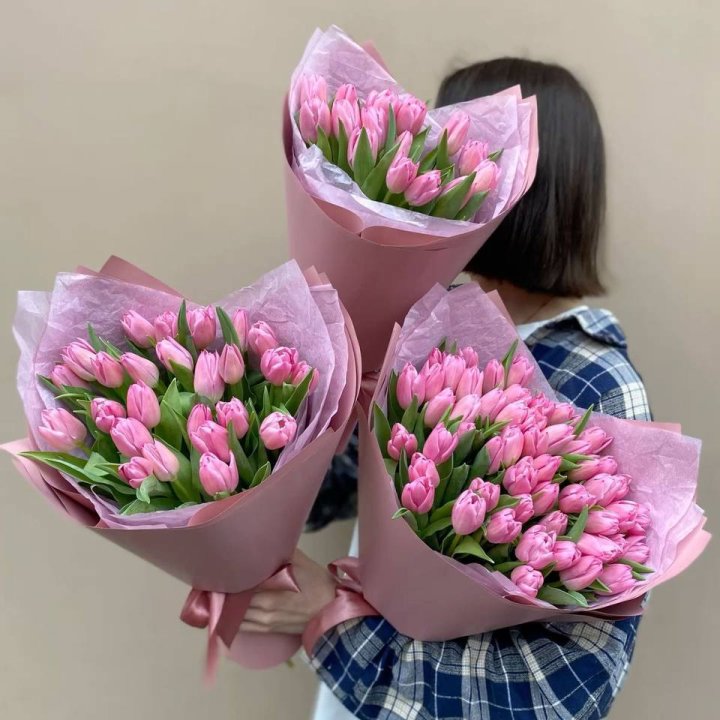 Букет розовых тюльпанов в Туле
