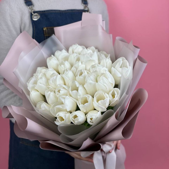 Букет белых тюльпанов "Пур-пур" в Туле